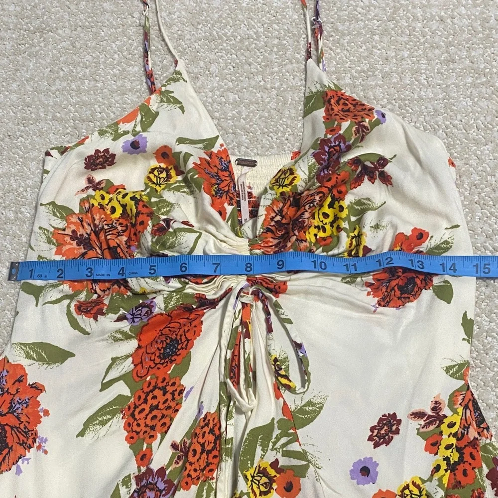 Free People Cream Floral Mini Dress Size M